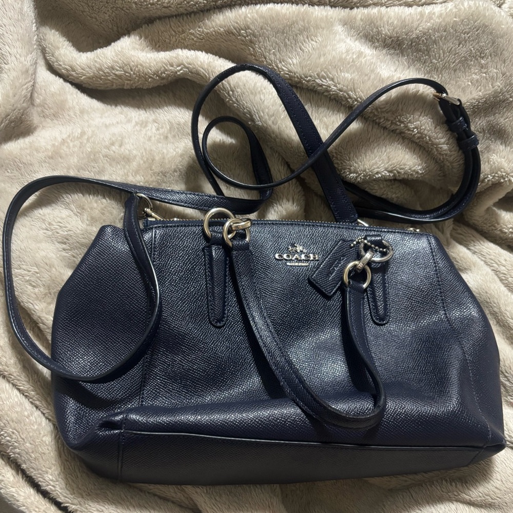 Coach Navy Leather Shoulder Bag